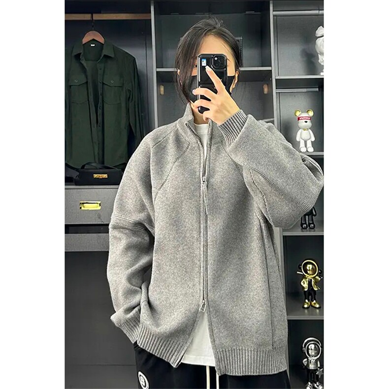 【网图慎用】慵懒风简约百搭双拉链毛衣针织衫5Q1146-TP55118,男装针织衫/毛衣,电商A102