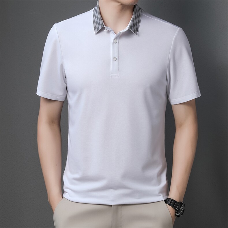 FL-ZS60882男式2023年夏季新款丝光棉T恤衫男短袖翻领休闲体恤P63,男装T恤,电商B360