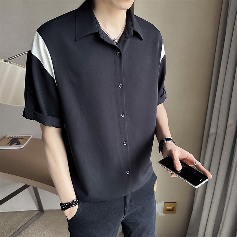 FCA627-P36夏季薄款帅气短袖衬衫男士韩版ing潮,男装T恤,电商B323A