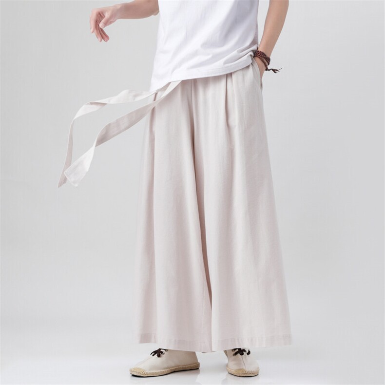 2025汉服唐装宽松阔腿裤风棉麻阔腿裤基地A057-K371-P55,男装民族服装,电商A057B