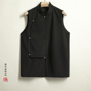春夏新款风男装新中式改良男士马甲MJ78P80图片