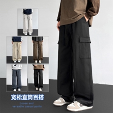 2025秋冬新款休闲男裤厚款直筒宽松松紧腰橡筋工装裤子潮3362-P43，男装工装外套，星座1006