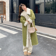 【新款】双面穿果绿色长款毛毛外套2C115-2387-P245-K368，女装棉衣/棉服，2C115