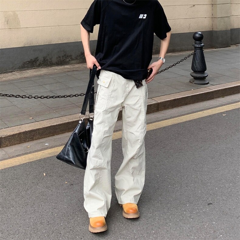 现货网图白色褶皱工装裤610A-1-K9041-P60,男装工装外套,星座610A-1