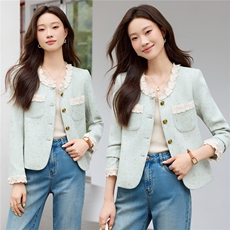 现货2025秋季新款小香风气质简约长袖短款小外套女，女装短外套，时尚风爆