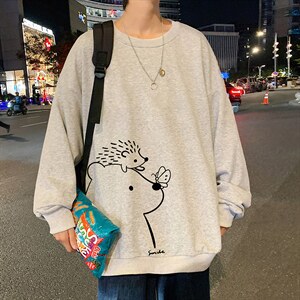 S6166-P28加绒款-P33秋季圆领卫衣男大码韩版宽松长袖外套，男装卫衣，电商A040