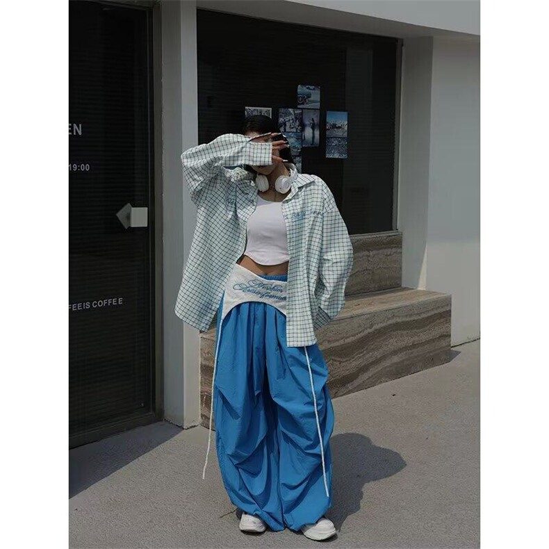 潮牌粉色格子POLO领防晒衬衫女春夏开衫显瘦百搭衬衣CY1165-P43，男装防晒衣，星座412-2