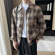 轻熟风男士秋冬格子2025秋季长袖夹克店主风JK8005-P130，男装夹克，电商A236