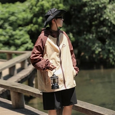连帽工装休闲防晒衣夏季男生宽松户外钓鱼时尚防紫外线透气外套，男装夹克，星座716-3