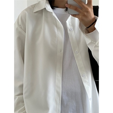 四季薄款冰丝长袖衬衫男简约纯色垂感休闲长袖痞帅衬衣CS031-P28，男装衬衫，星座301C-5