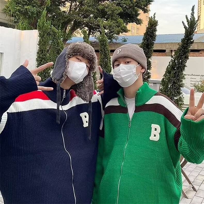 半高领针织拉链开衫欧货字母拼色毛衣男女外套2026秋冬新款上,男装针织衫/毛衣,星座218-1（原230）