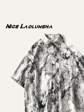 2023冰丝花衬衫男痞帅休闲短袖衬衣CS285P4068，男装T恤，电商B413