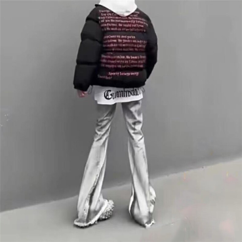 美式eodup高街hiphop重工艺水洗涂鸦微毛边喇牛仔裤货号K2409P65,男装牛仔裤,电商A063