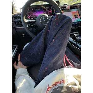 65棉35涤K80特p45 抖音品质秋季割破美式宽松休闲裤拖地裤图片