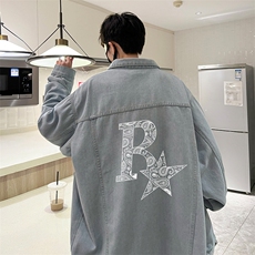 牛仔夹克男大码牛仔外套男茄克NJ77328-P60加绒款-P75，男装夹克，电商A040