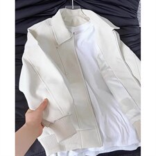 翻领皮衣夹克男春季新款潮高级感痞帅cleanfit短款外套JF836，男装夹克，星座1116A（原606A-3）