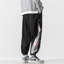 日系2024秋冬新款侧开叉拼接束脚运动休闲潮牌裤子2110-P45控69,男装休闲裤,星座914-3