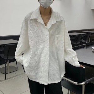衬衫男痞帅高级感内搭上衣轻熟风褶皱基础打底衫轻奢外套CS188图片