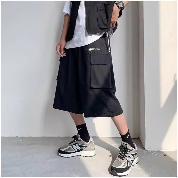 夏季七分裤男休闲潮宽松嘻哈7分短裤ins潮牌港风百搭运动bf工装裤,男装牛仔裤,星座1210-1
