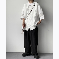 新中式衬衫男士港风潮流文艺帅百搭2024夏季新款ins外套CY707-P43，男装衬衫，星座412-2