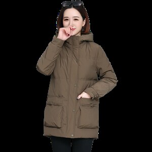 时尚保暖中长款连帽棉服 显瘦修身冬季女装外套图片
