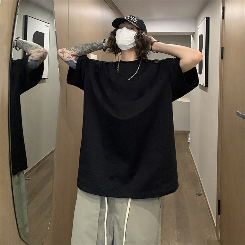 男女同款高街时尚潮流上衣港风文艺休闲百搭短袖T桖HY33TP16,男装T恤,电商A102B