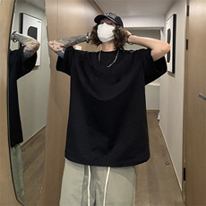 男女同款高街时尚潮流上衣港风文艺休闲百搭短袖T桖HY33TP16，男装T恤，电商A102B