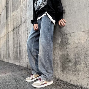 秋季牛仔裤男宽松直筒美式oversize裤高街ins复古老爹裤7135-p45图片