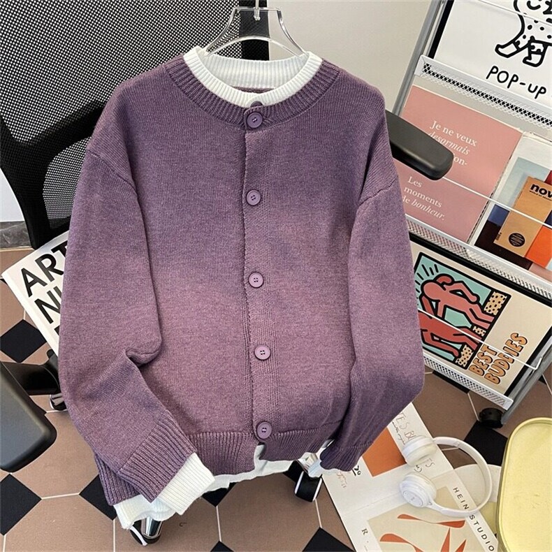 美式复古秋冬氛围感包芯纱假两件毛衣 M5323 P58图片