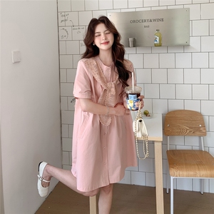 甜美少女感粉色连衣裙女2025夏季新款超好看减龄小个子披肩衬衫裙图片