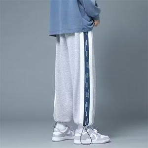 中性风-运动裤子男宽松大码美式潮流抽绳高街束脚休闲重磅卫裤图片