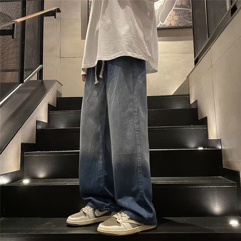 美式渐变微喇牛仔裤男秋冬新款潮牌宽松痞帅炸街裤子RK1149-P37,男装牛仔裤,星座412-2