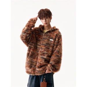 【现货】XZ1218 MY9573 特价P66 美拉德油画渐变条纹毛衣开衫外套图片