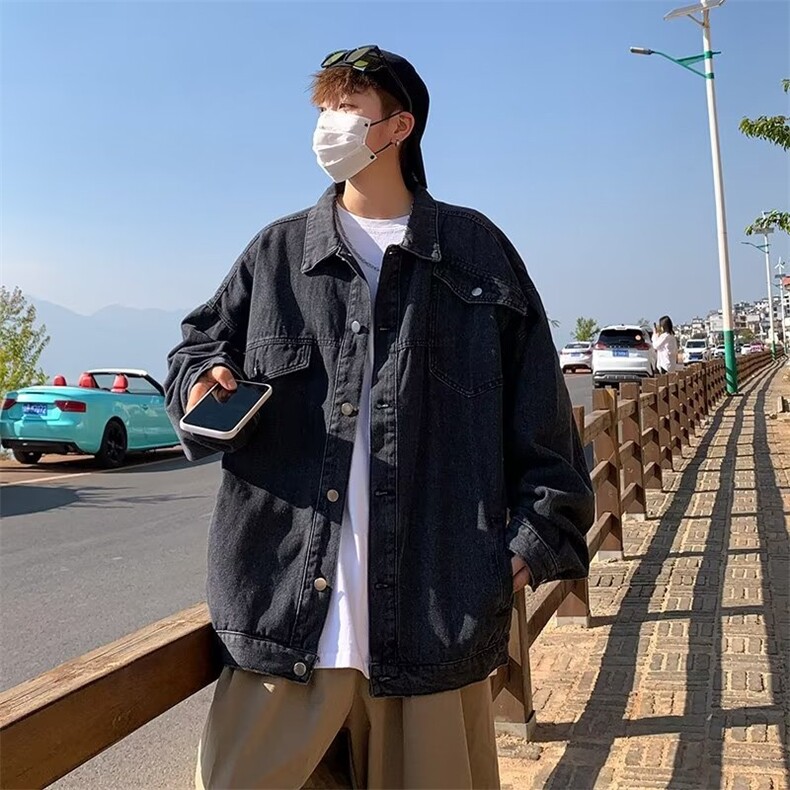 牛仔外套男韩版潮流百搭港风宽松工装牛仔休闲夹克JK08819-P58,男装夹克,星座308B-1