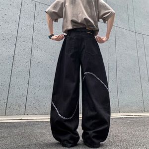 ins嘻哈街头链条拼接牛仔裤男女宽松裤子潮长裤NZ0926-P60图片