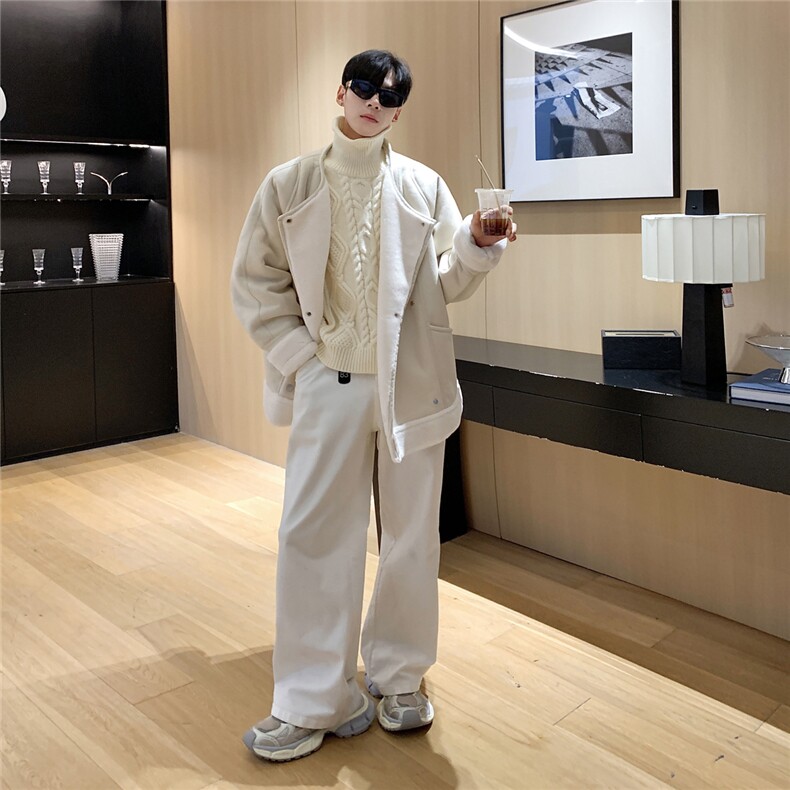 港风皮毛一体棉衣男高级感轻奢机车棉服男外套男8708P158控228,男装棉衣,星座227-7