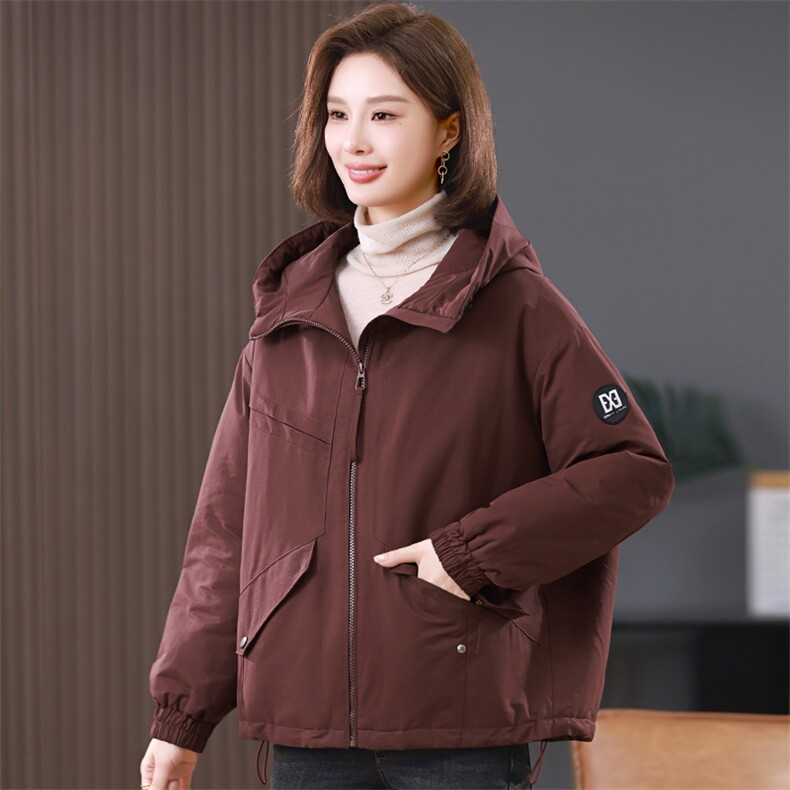 2025冬季连帽时尚休闲加厚保暖舒适棉服,女装棉衣/棉服,独衣靓