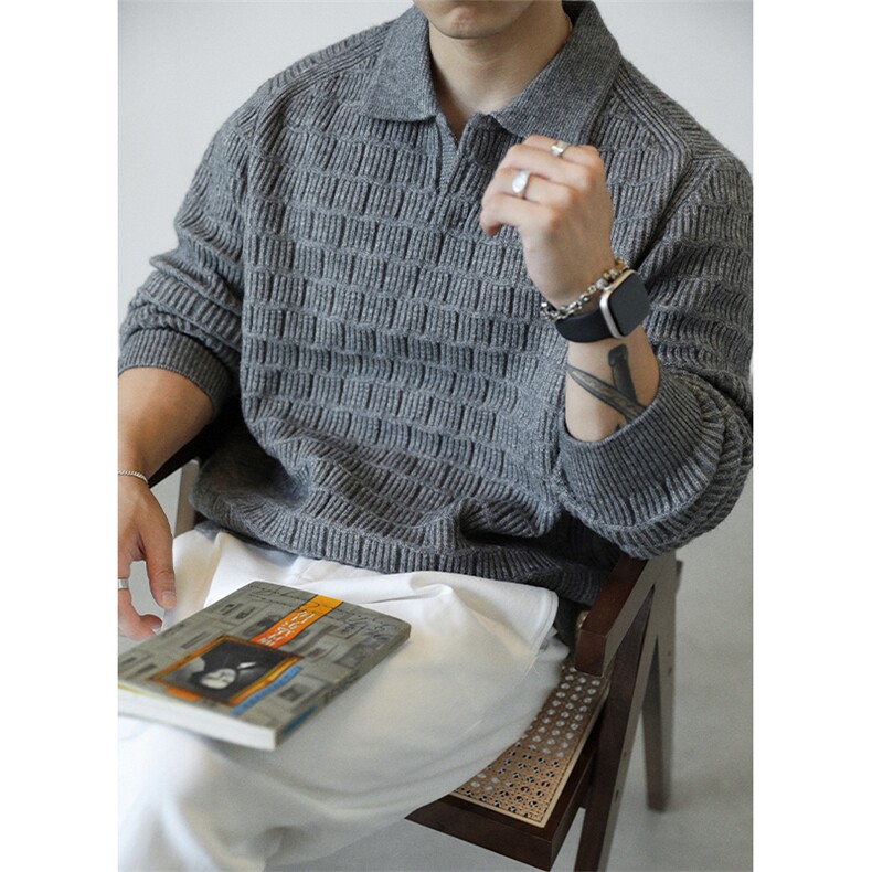 老钱风针织毛衣2025秋季新款设计感时尚百搭宽松套头上衣,男装针织衫/毛衣,星座914