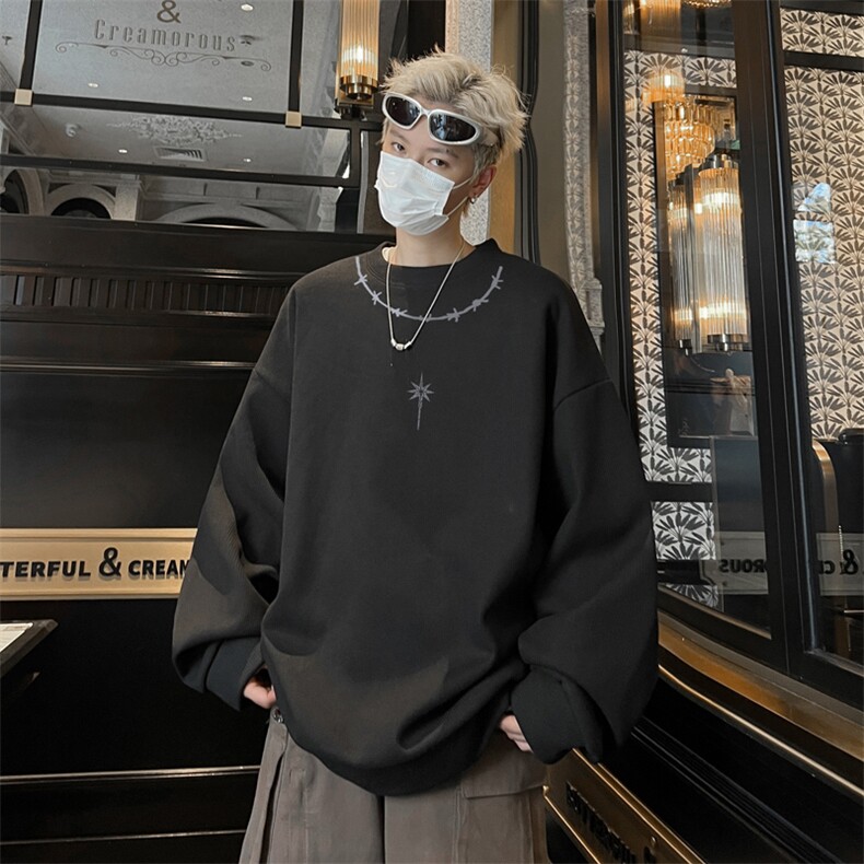 华夫格！华夫格上衣男圆领华夫格卫衣男大码长袖t恤男HY248-特P23,男装T恤,电商B367