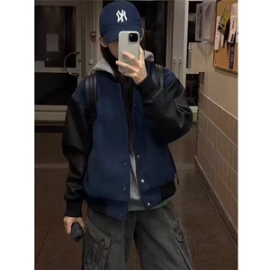 简约文艺潮流美式复古街头休闲高街vibe棒球夹克外套男W6788-P63图片