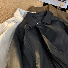 抖音直播！pu皮衣机车服宽松夹克男CP40-特p65控价：118，男装夹克，电商B371