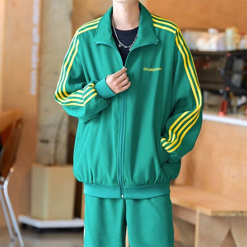 秋款男运动套装三条杠卫衣夹克直筒休闲长裤套装TZ215P83,男装夹克,星座1013-1