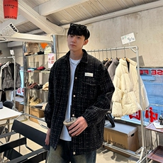 档口现货格子翻领小香风夹克男春季高级情侣外套JK01-P85-控118，男装夹克，星座218-5