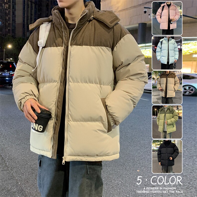 棉服撞色拼接灯芯绒外套男生冬季棉衣情侣装棉袄子M810-P85图片