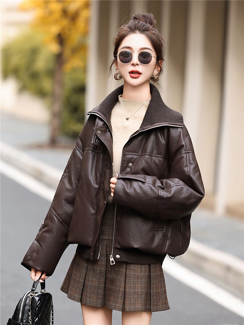 高端时尚柔软蛋白皮90白鸭绒羽绒服女2025冬季新款女显瘦皮衣外套,女装羽绒服,意芙