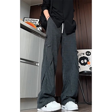 K2621/P40春装新款鱼骨纹条纹褶皱休闲裤男大码运动裤卫裤长裤子，男装休闲裤，电商A141