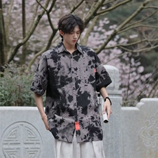 迷彩工装短袖衬衫男潮牌嘻哈口袋衬衣男潮流宽松休闲外套CS43，男装衬衫，星座1116A-1（原606A）