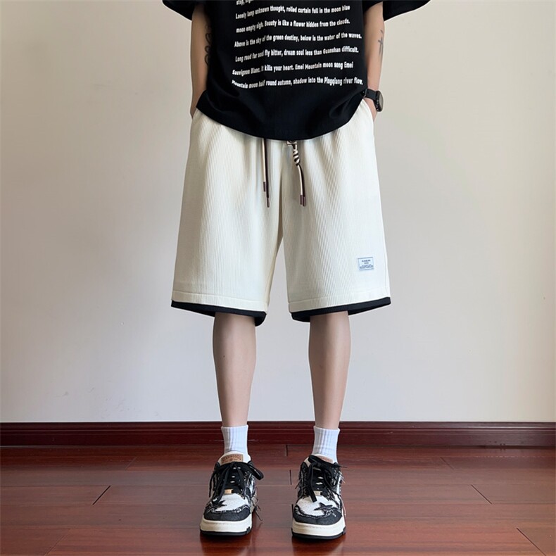 ！2025夏季新款男士假两件撞色短裤学生运动五分裤DK269特P30,男装休闲裤,电商B220