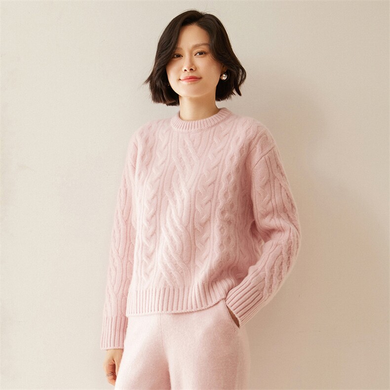 轻奢软糯~重磅6股粗针加厚baby小山羊绒衫女宽松大码针织打底毛衣,女装羊绒衫,绒创羊绒