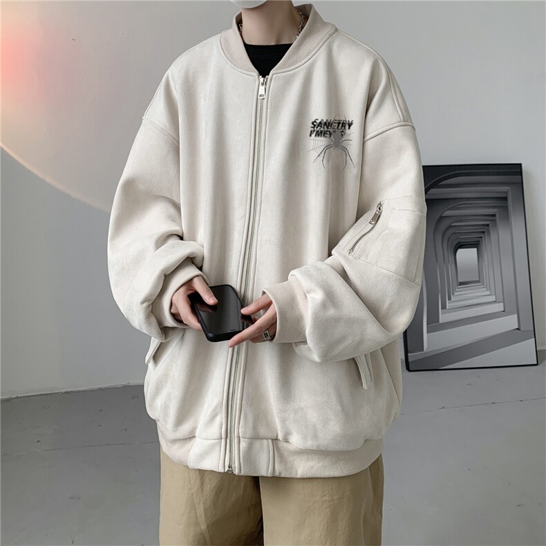 秋款美式复古麂皮绒飞行棒球服男女夹克外套JF3305-P80控108图片